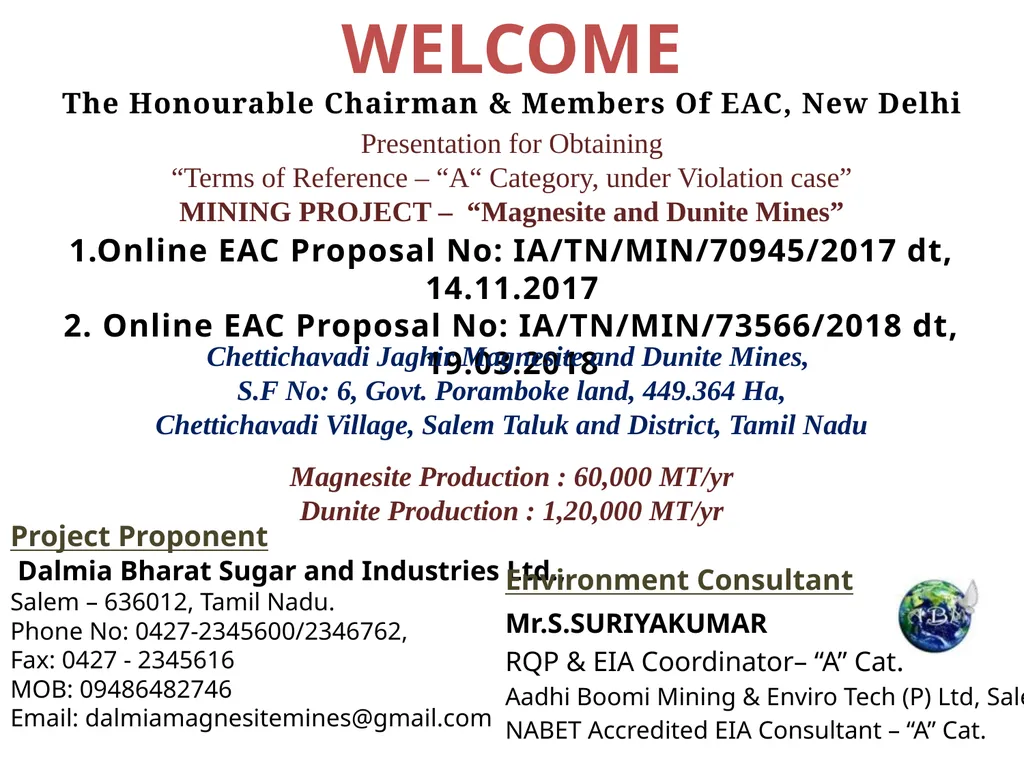 Presentation for Obtaining “Terms of Reference –