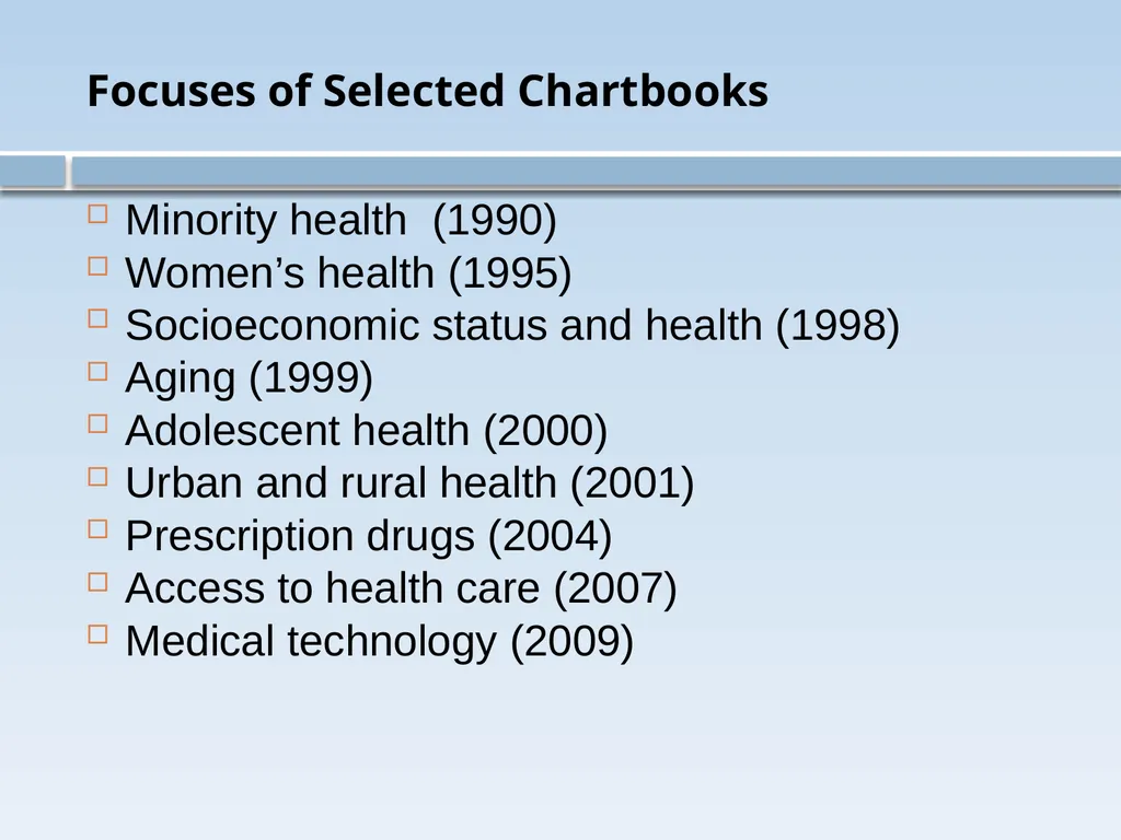 Health, United States: History, Uses, and Future - slide 23 of 25