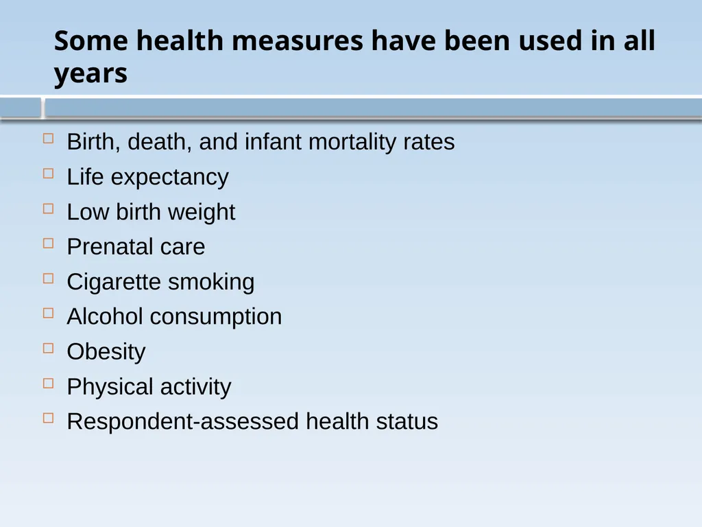Health, United States: History, Uses, and Future - slide 11 of 25