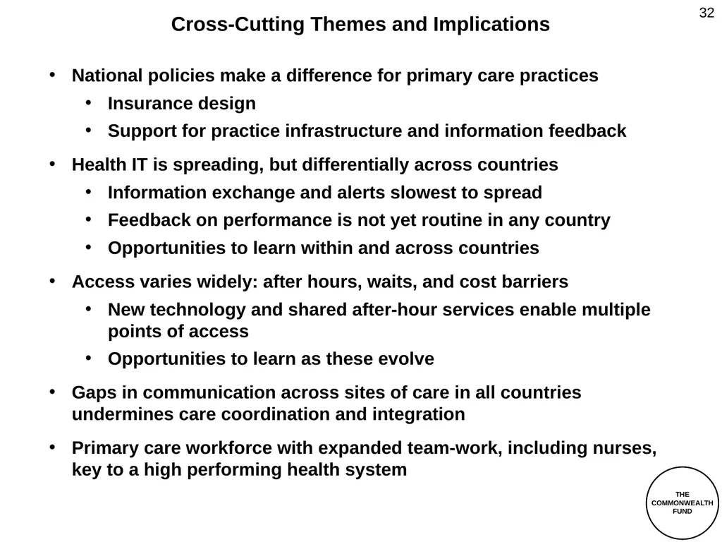 The Commonwealth Fund 2012 International Health - slide 32 of 33