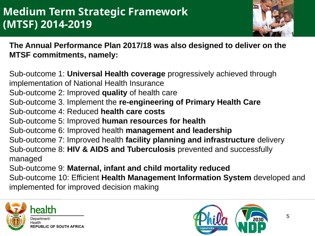 PRESENTATION TO PORTFOLIO COMMITTEE ON HEALTH - slide 5 of 77