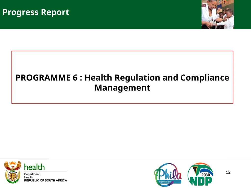 PRESENTATION TO PORTFOLIO COMMITTEE ON HEALTH - slide 52 of 77