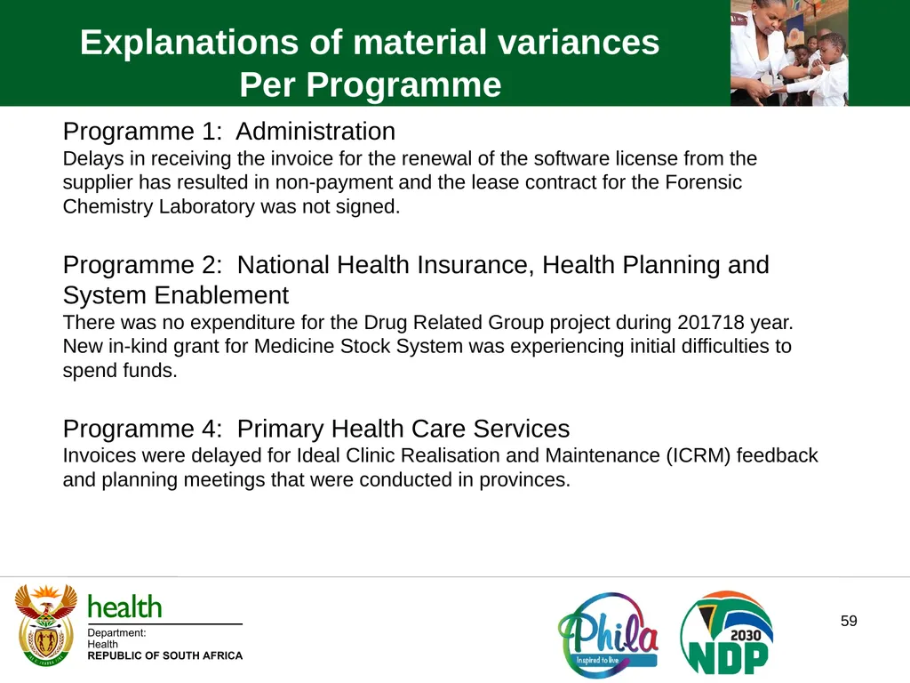 PRESENTATION TO PORTFOLIO COMMITTEE ON HEALTH - slide 59 of 77