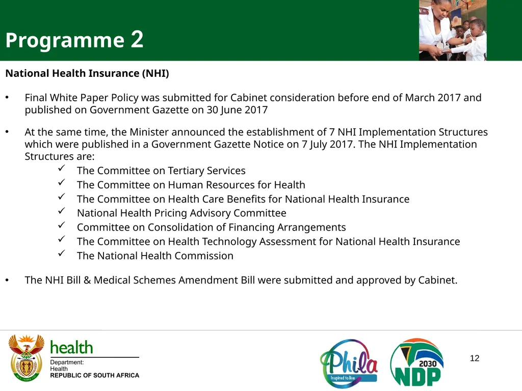 PRESENTATION TO PORTFOLIO COMMITTEE ON HEALTH - slide 12 of 77