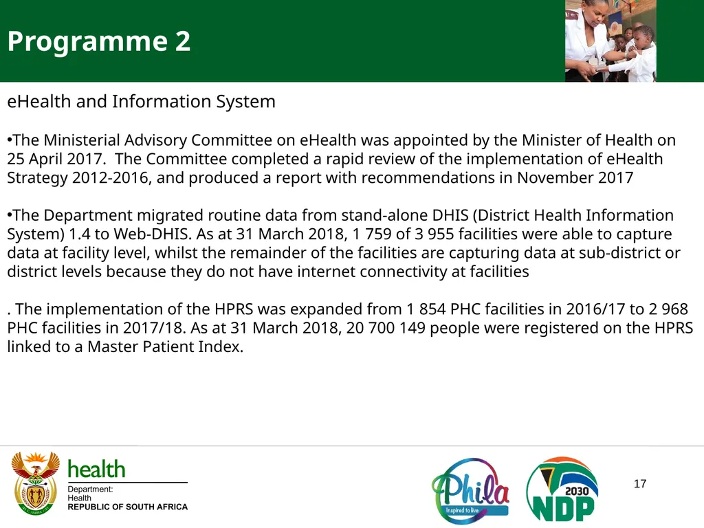 PRESENTATION TO PORTFOLIO COMMITTEE ON HEALTH - slide 17 of 77