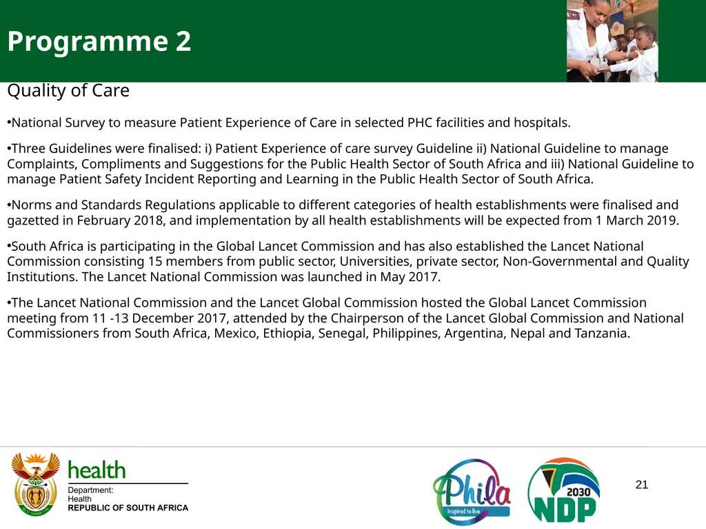 PRESENTATION TO PORTFOLIO COMMITTEE ON HEALTH - slide 21 of 77