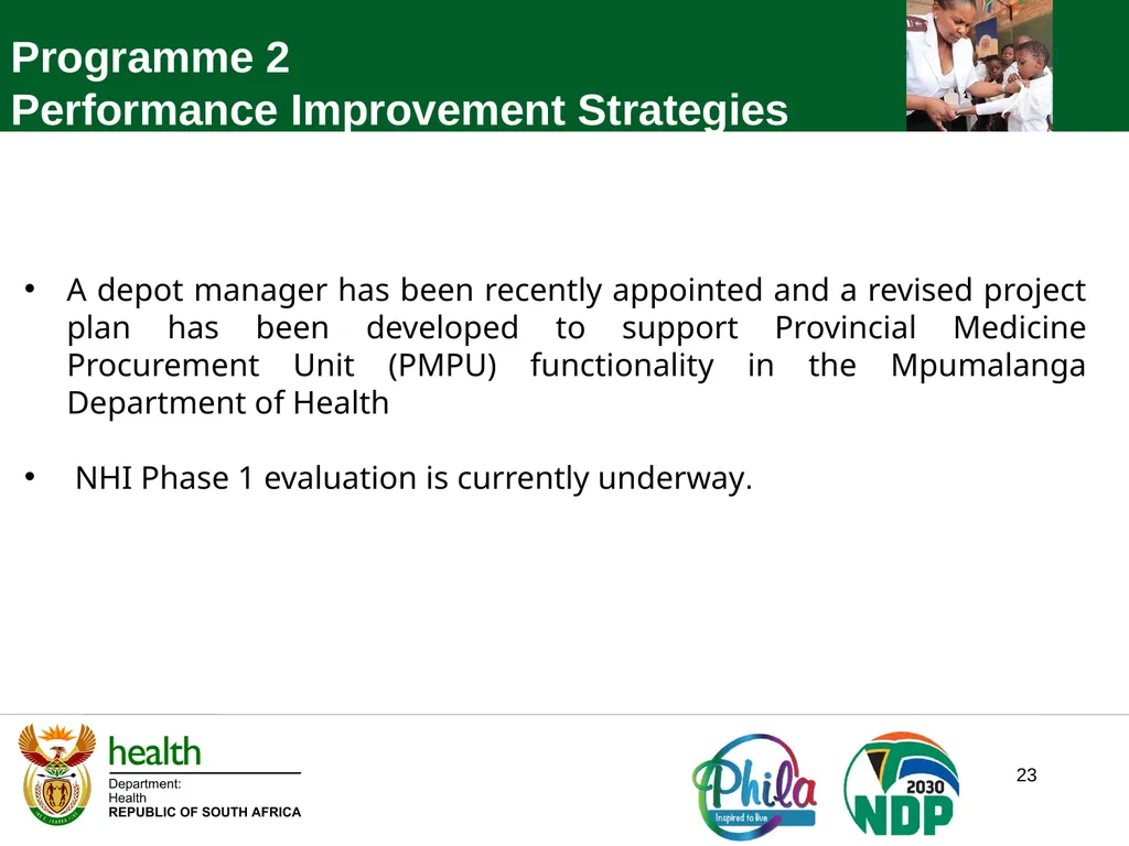 PRESENTATION TO PORTFOLIO COMMITTEE ON HEALTH - slide 23 of 77
