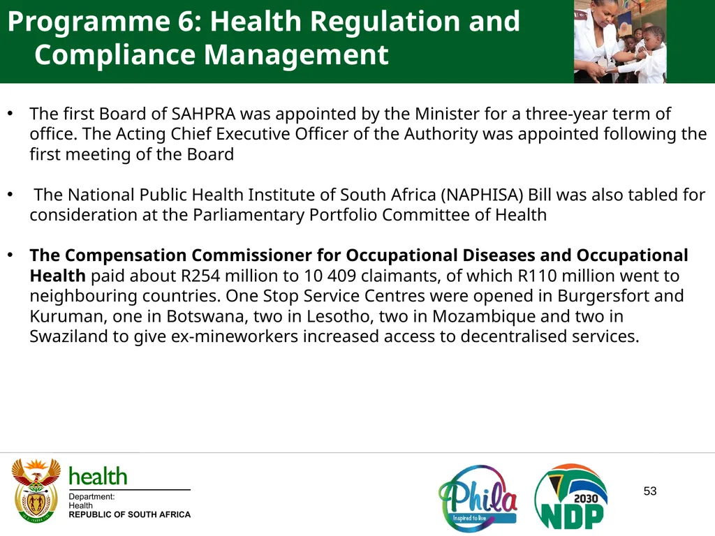 PRESENTATION TO PORTFOLIO COMMITTEE ON HEALTH - slide 53 of 77