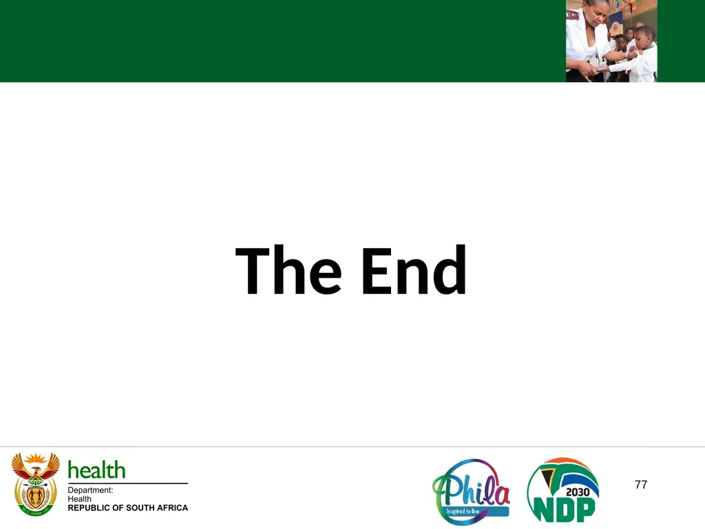 PRESENTATION TO PORTFOLIO COMMITTEE ON HEALTH - slide 77 of 77