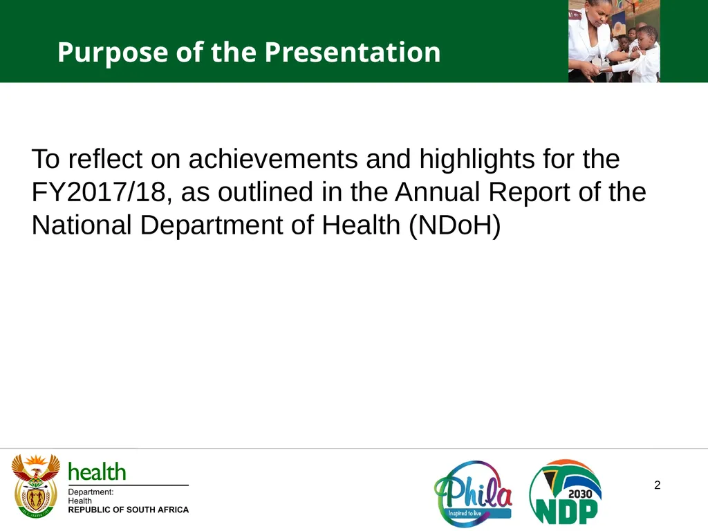 PRESENTATION TO PORTFOLIO COMMITTEE ON HEALTH - slide 2 of 77