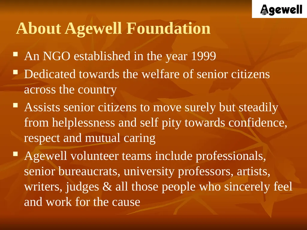 Agewell Foundation, India In Special Consultative - slide 2 of 26