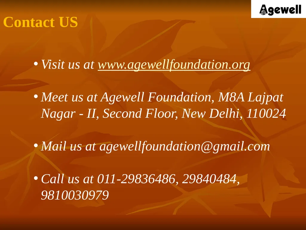 Agewell Foundation, India In Special Consultative - slide 26 of 26