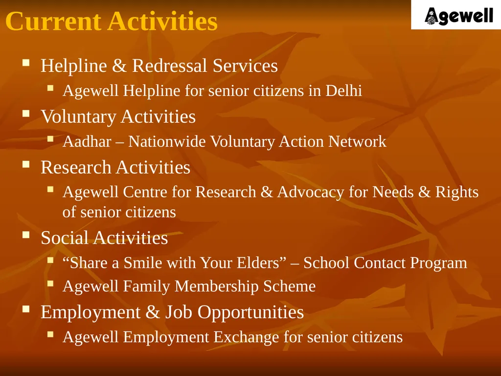 Agewell Foundation, India In Special Consultative - slide 13 of 26