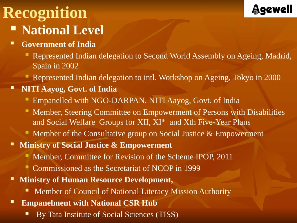 Agewell Foundation, India In Special Consultative - slide 5 of 26