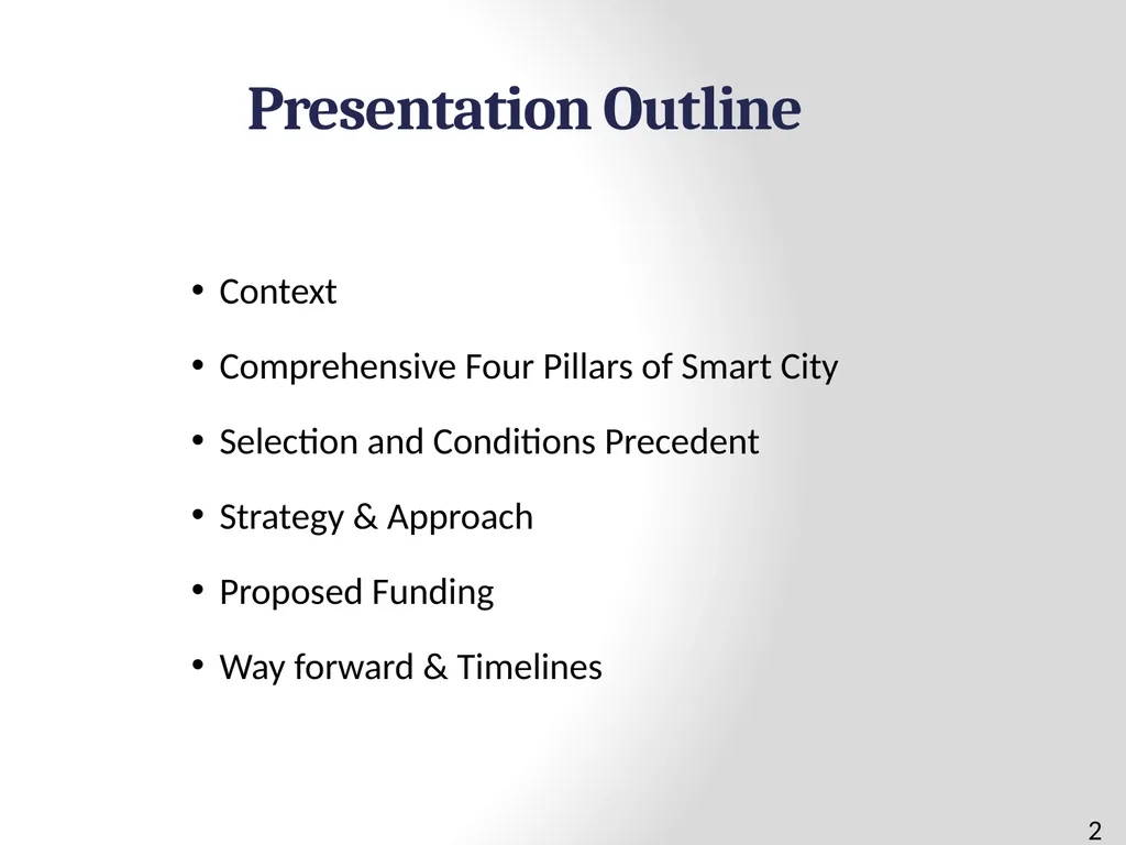100 SMART CITIES BY 2024 Presentation Outline 2 - slide 2 of 27