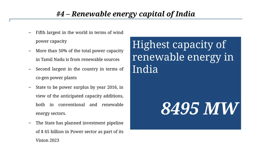 TAMIL NADU AN OPPORTUNITY BECKONS… Advantage India - slide 11 of 22