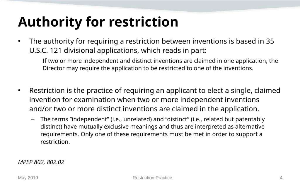 Restriction Practice May 2019 Topics When - slide 4 of 105