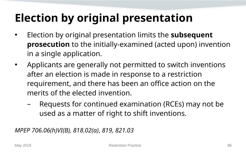 Restriction Practice May 2019 Topics When - slide 86 of 105