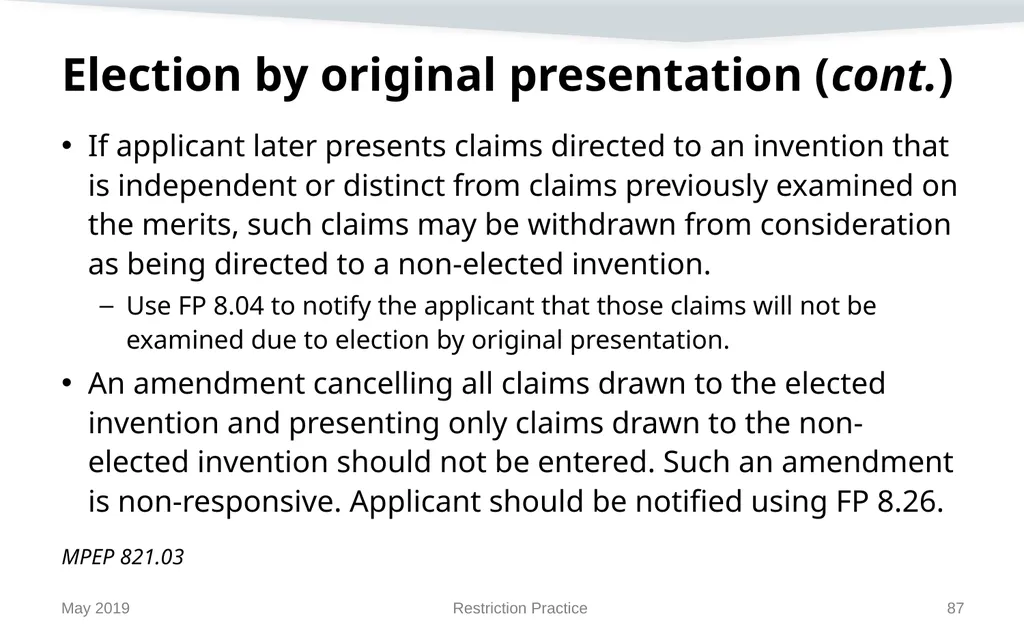 Restriction Practice May 2019 Topics When - slide 87 of 105