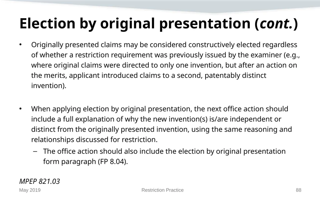 Restriction Practice May 2019 Topics When - slide 88 of 105
