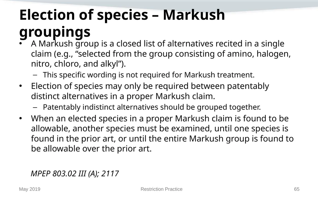 Restriction Practice May 2019 Topics When - slide 65 of 105