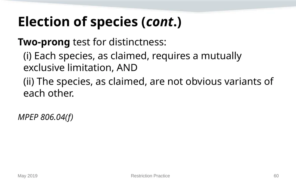 Restriction Practice May 2019 Topics When - slide 60 of 105