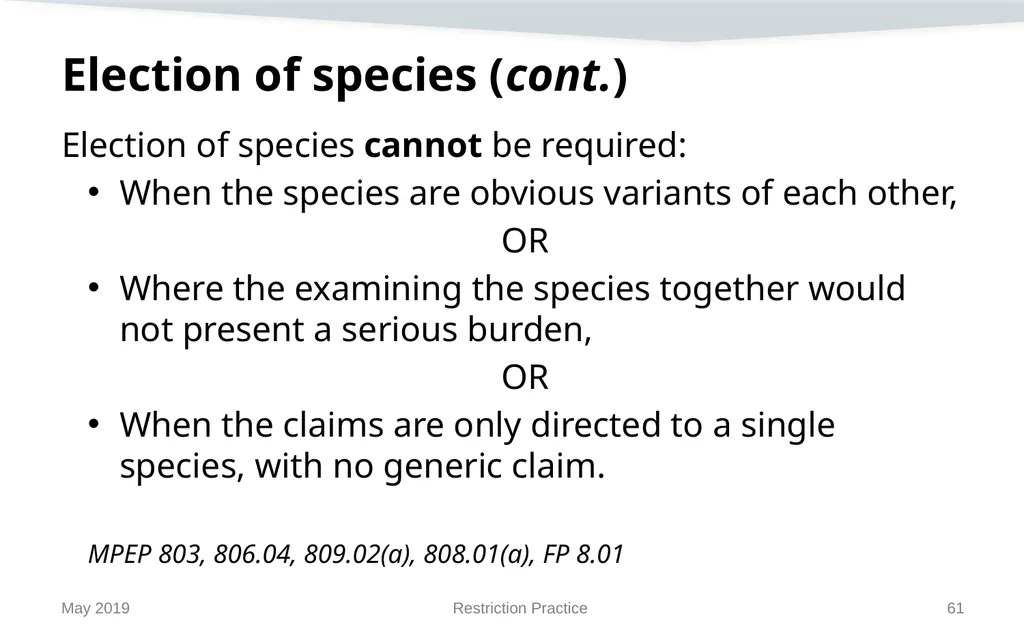 Restriction Practice May 2019 Topics When - slide 61 of 105