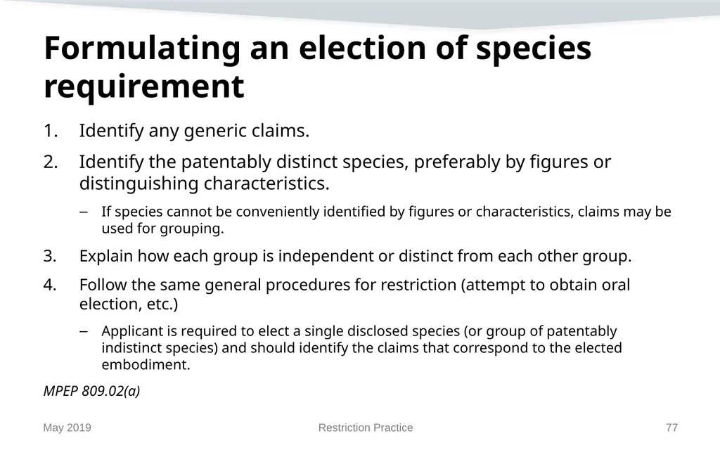Restriction Practice May 2019 Topics When - slide 77 of 105