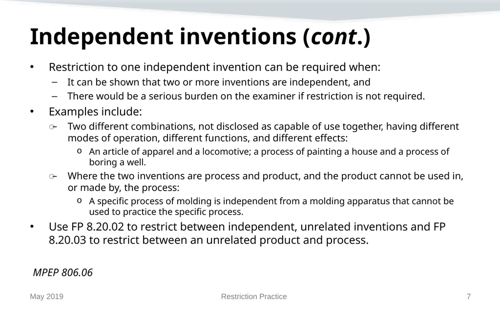 Restriction Practice May 2019 Topics When - slide 7 of 105