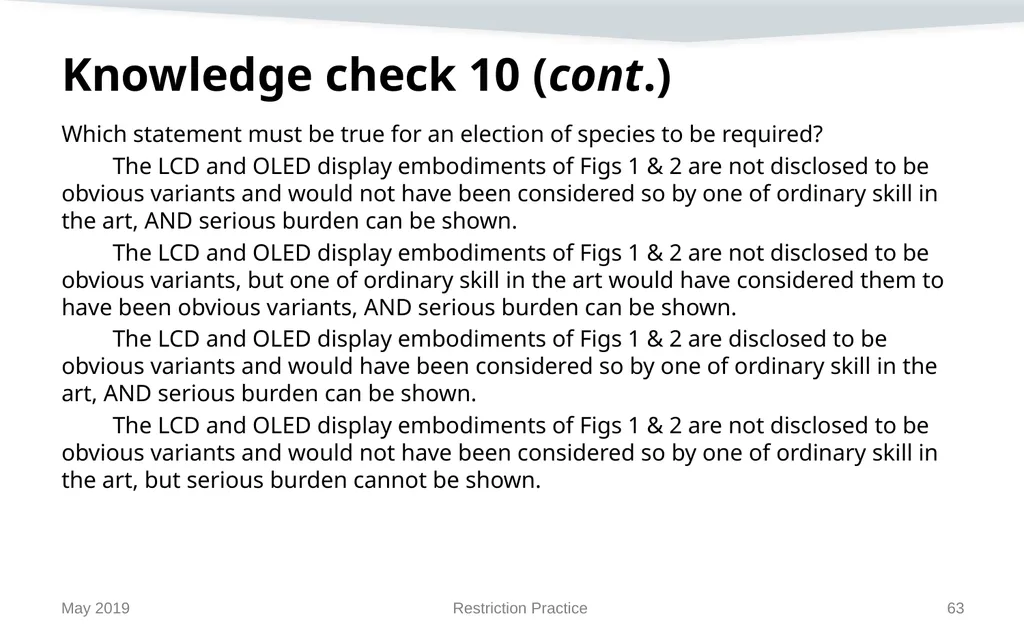 Restriction Practice May 2019 Topics When - slide 63 of 105