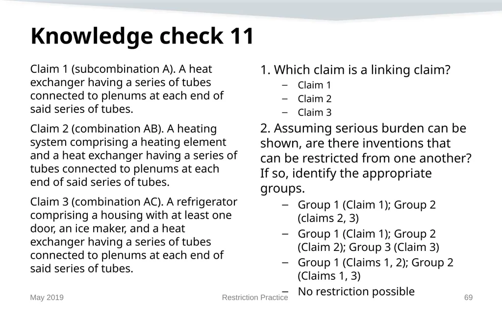Restriction Practice May 2019 Topics When - slide 69 of 105