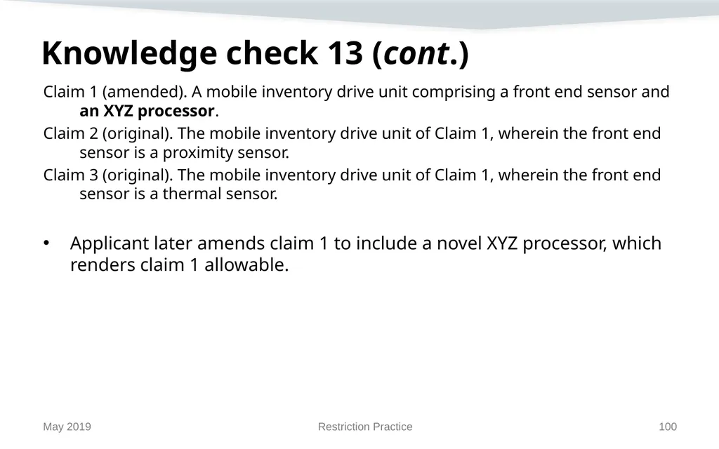 Restriction Practice May 2019 Topics When - slide 100 of 105