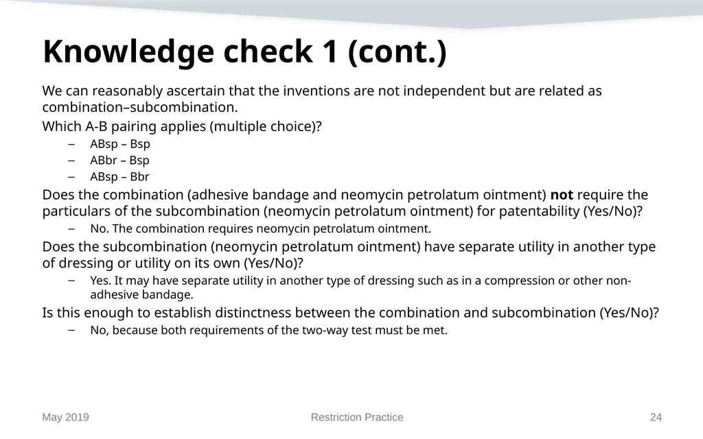 Restriction Practice May 2019 Topics When - slide 24 of 105