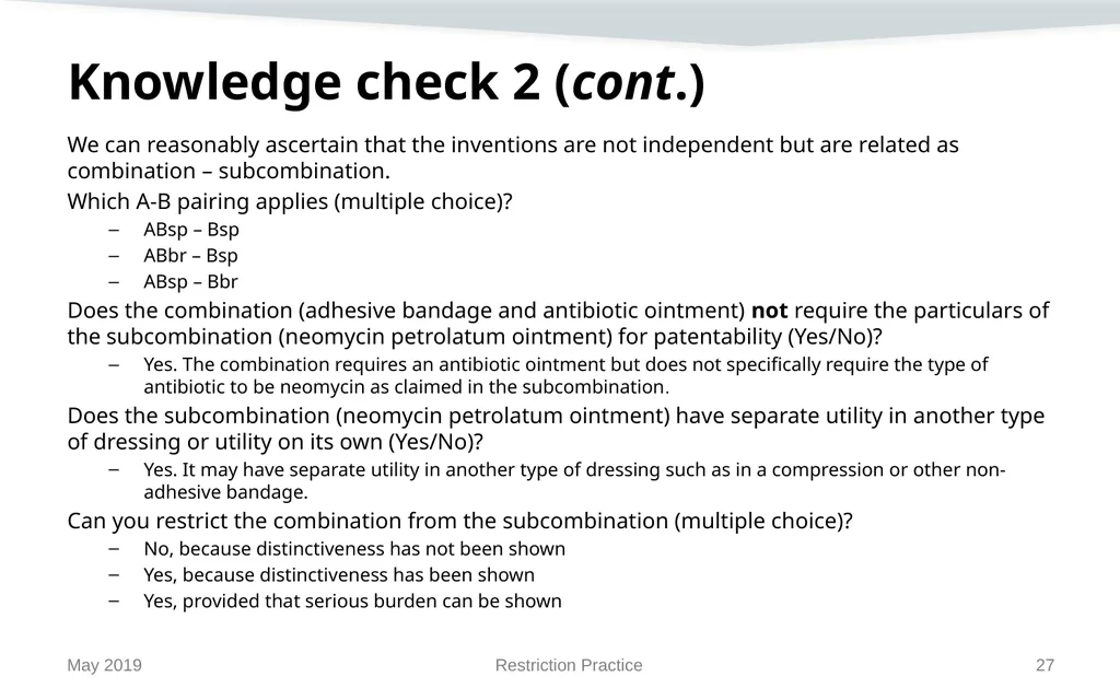 Restriction Practice May 2019 Topics When - slide 27 of 105