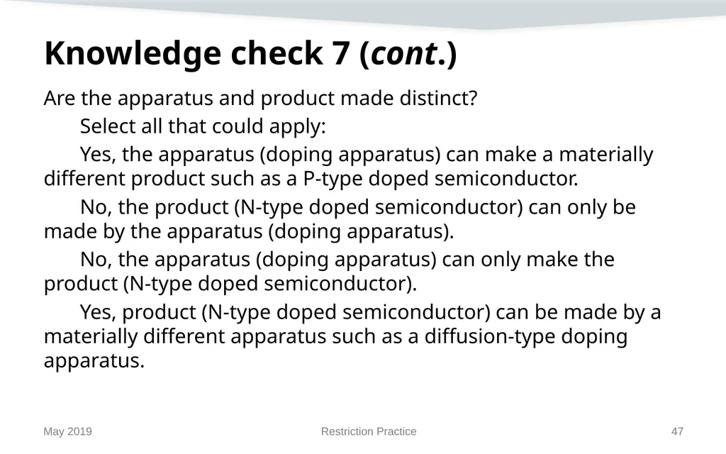 Restriction Practice May 2019 Topics When - slide 47 of 105