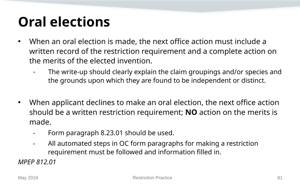 Restriction Practice May 2019 Topics When - slide 81 of 105