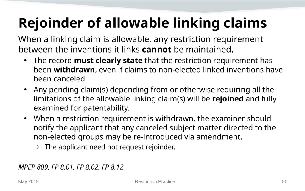 Restriction Practice May 2019 Topics When - slide 96 of 105