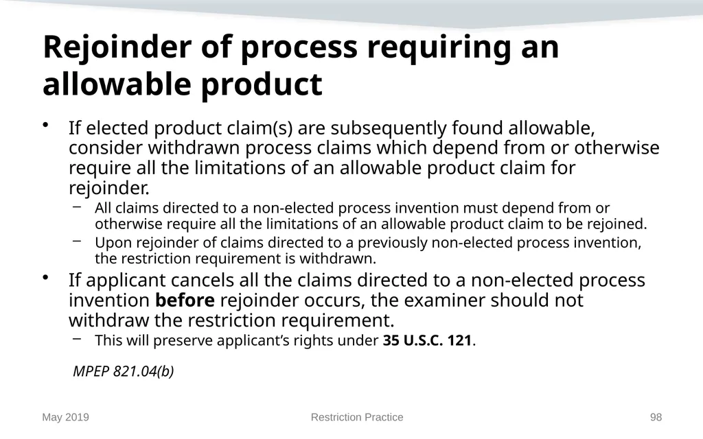Restriction Practice May 2019 Topics When - slide 98 of 105