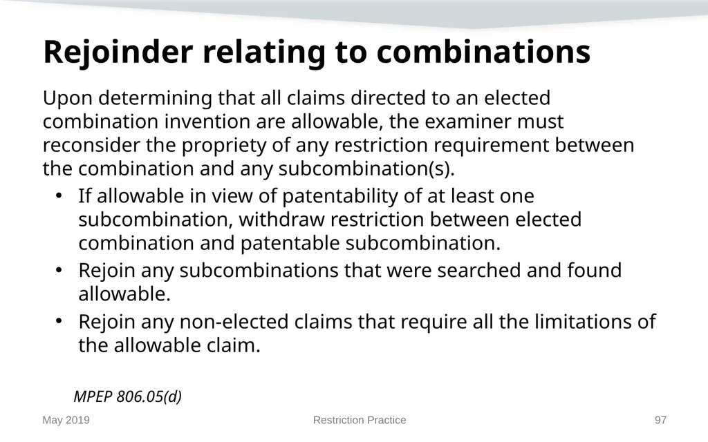 Restriction Practice May 2019 Topics When - slide 97 of 105