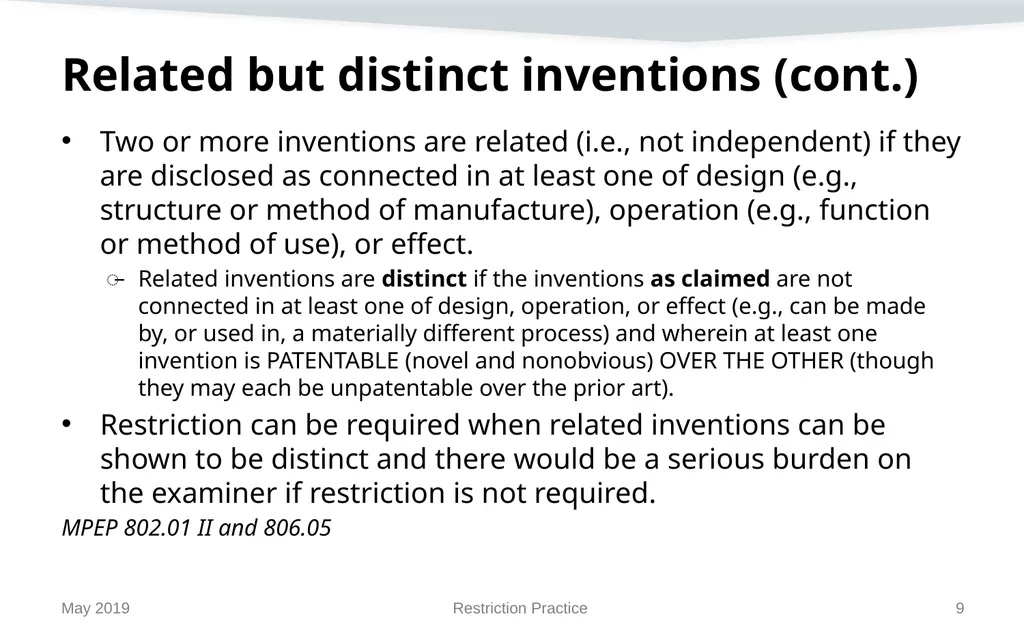 Restriction Practice May 2019 Topics When - slide 9 of 105