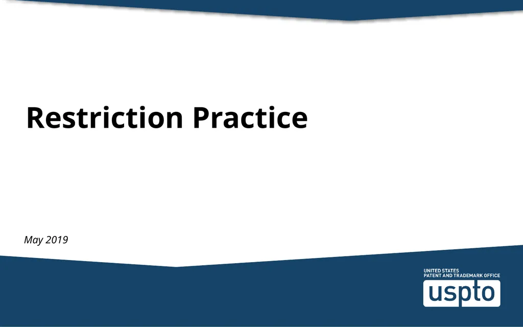 Restriction Practice May 2019 Topics When - slide 1 of 105