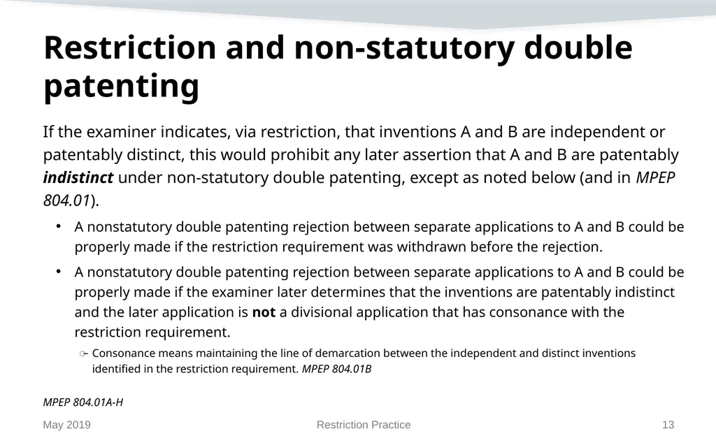 Restriction Practice May 2019 Topics When - slide 13 of 105
