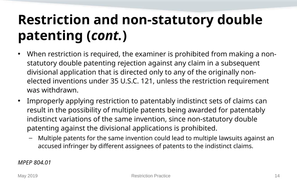 Restriction Practice May 2019 Topics When - slide 14 of 105
