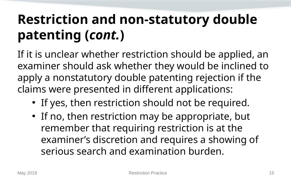 Restriction Practice May 2019 Topics When - slide 15 of 105