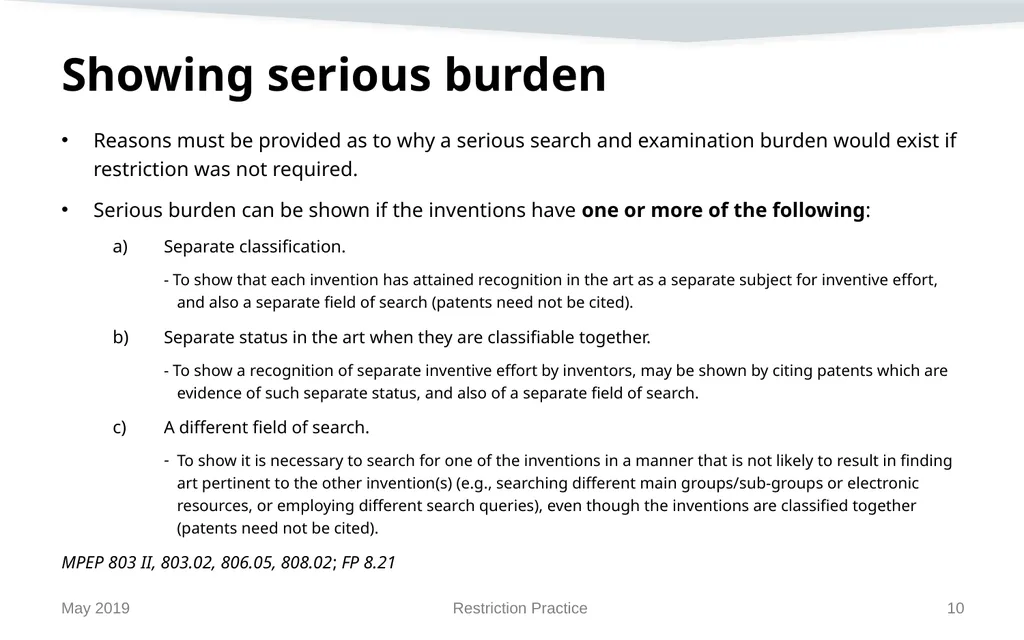 Restriction Practice May 2019 Topics When - slide 10 of 105
