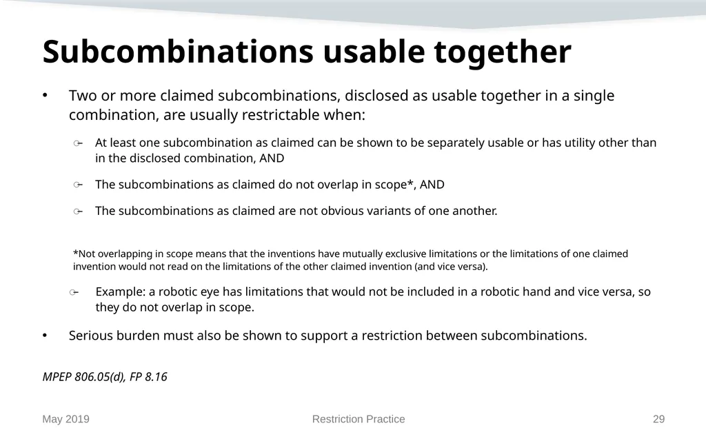 Restriction Practice May 2019 Topics When - slide 29 of 105
