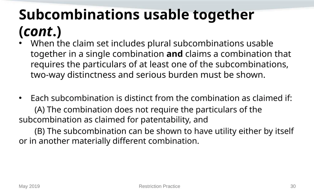 Restriction Practice May 2019 Topics When - slide 30 of 105
