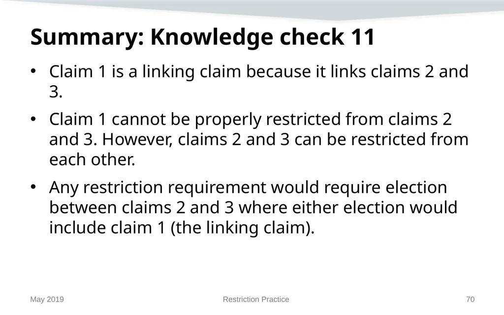 Restriction Practice May 2019 Topics When - slide 70 of 105
