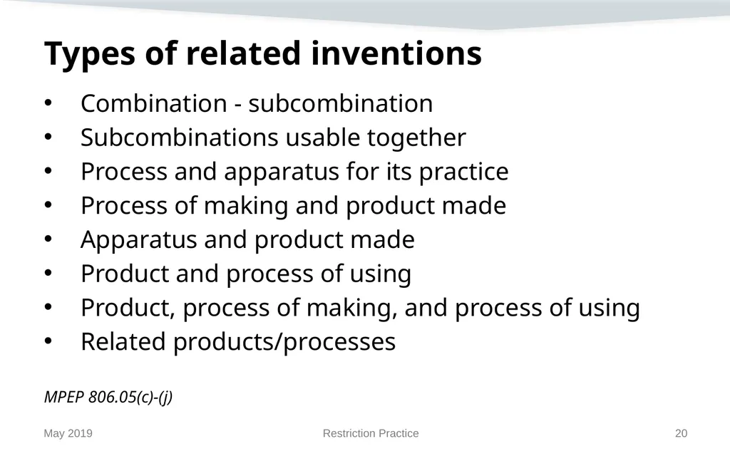 Restriction Practice May 2019 Topics When - slide 20 of 105