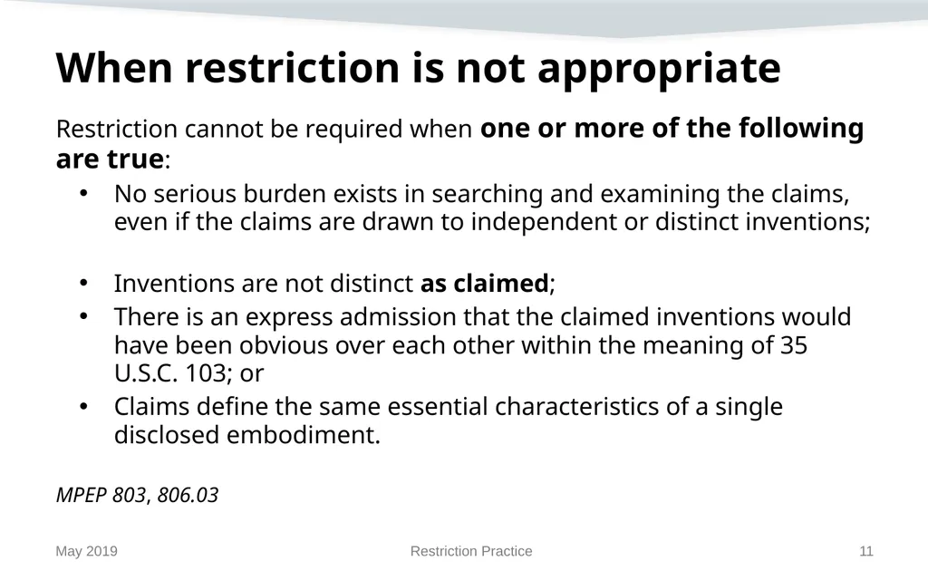 Restriction Practice May 2019 Topics When - slide 11 of 105